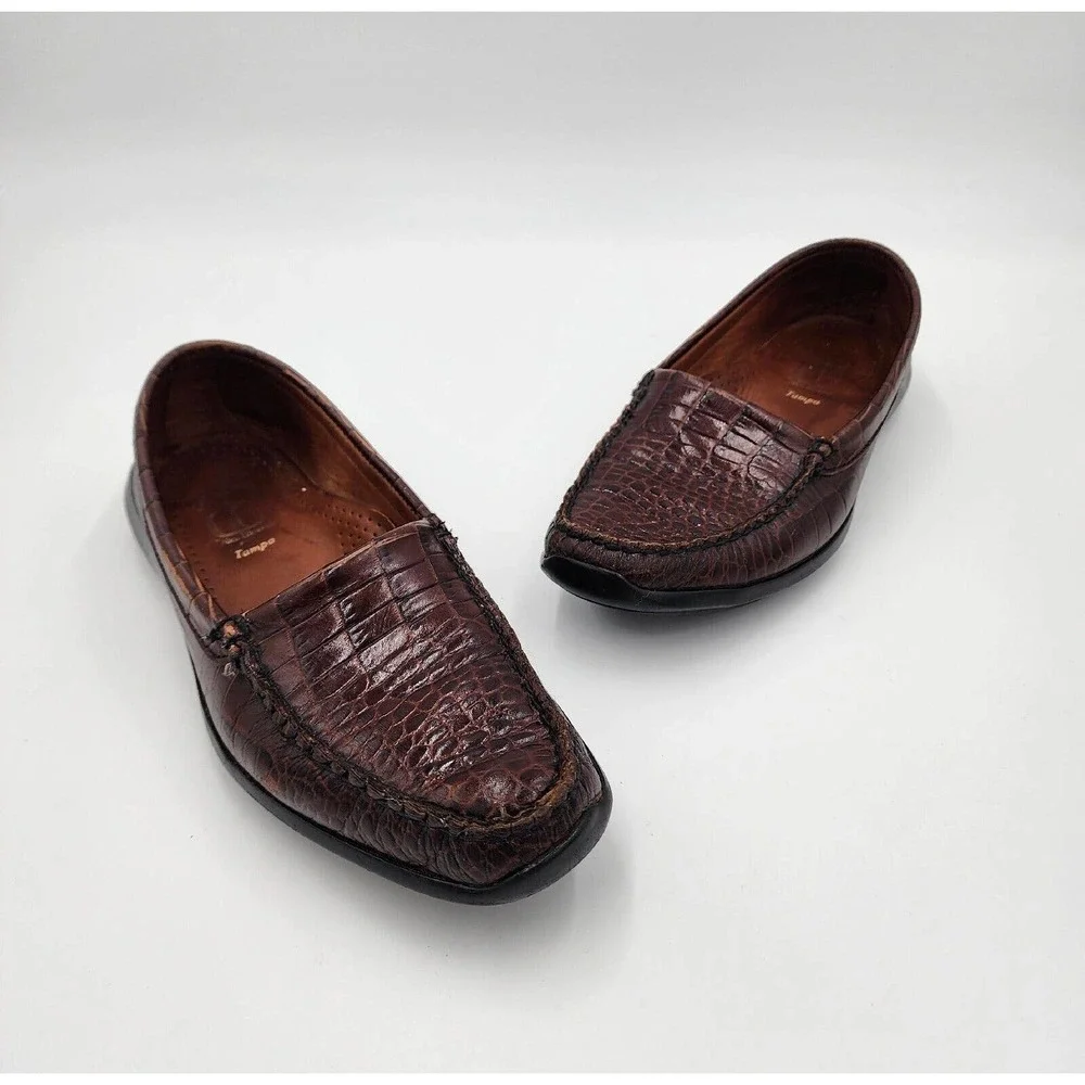 Allen Edmonds Brown Croc-Embossed Leather Loafers